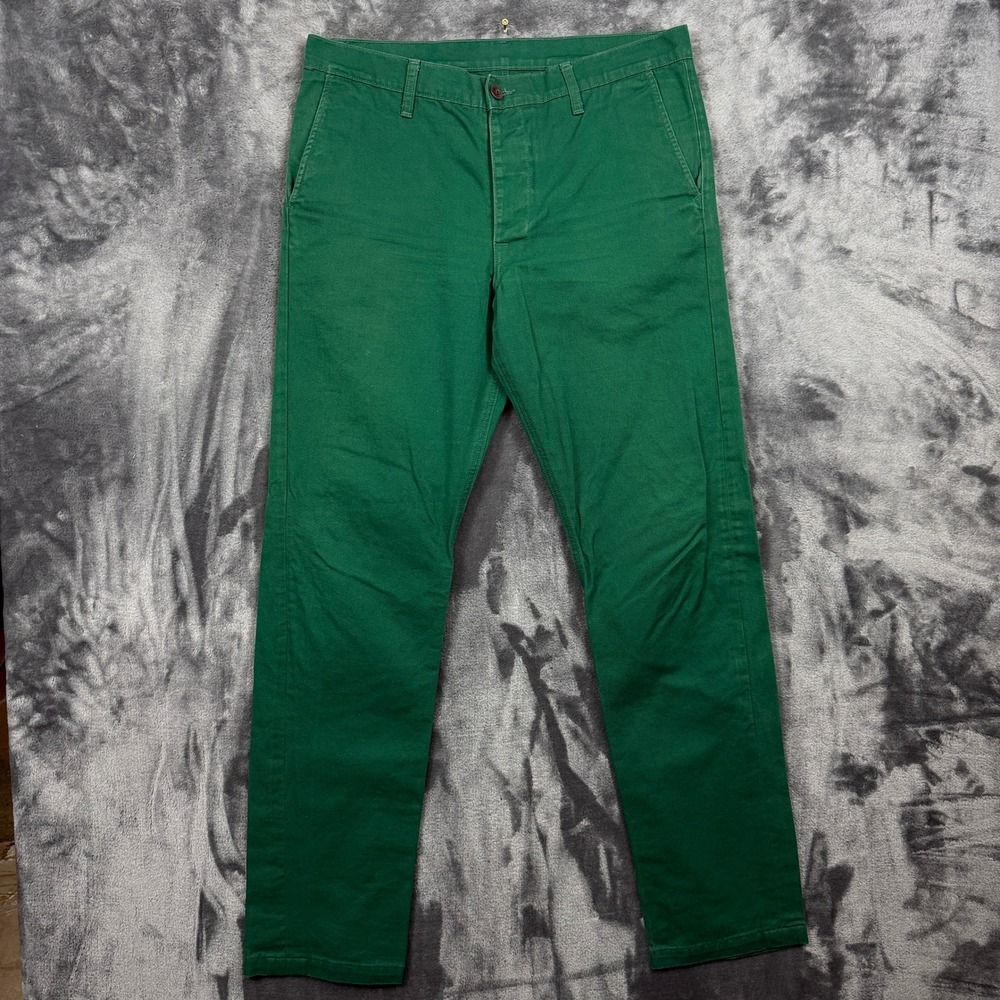 Left Field NYC Chinos Mens 36 Green Ringspun Cotton Made in USA Workwear Pants